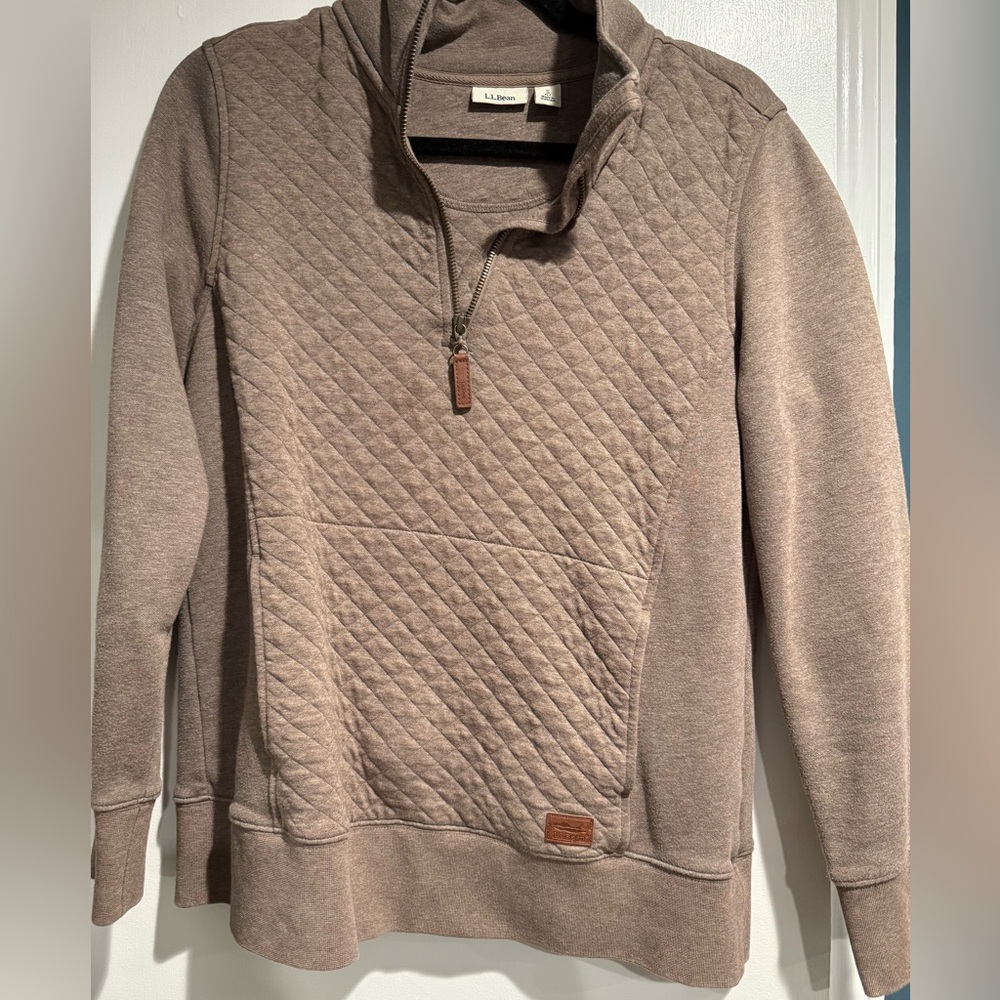 L.L.Bean Quilted Quarter-Zip Pullover - Size Small Petite